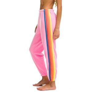 Aviator Nation Neon Pink 5 stripe sweatpants